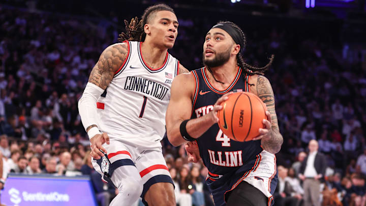 Illinois is favored against UConn in the Final Four. Illinois is favored against UConn in the Final Four.