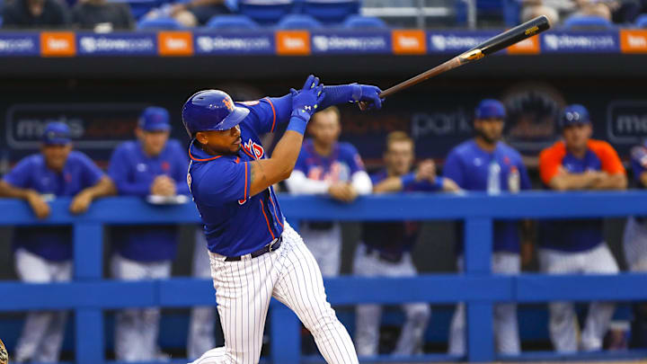 Mar 24, 2022; Port St. Lucie, Florida, USA; New York Mets designated hitter Eduardo Escobar (10)