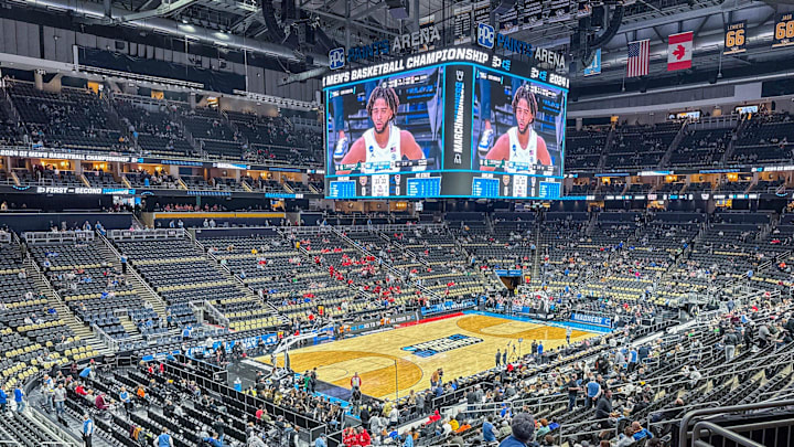 Fans file inside PPG Paints Arena ahead of the Round of 32 game between NC State and Oakland during the NCAA Men's March Madness tournament on March 23, 2024 in Pittsburgh, Pa.