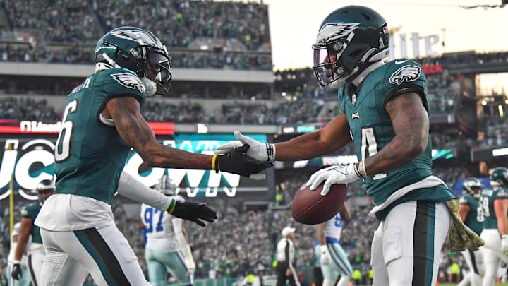 Nov 5, 2023; Philadelphia, Pennsylvania, USA; Philadelphia Eagles running back Kenneth Gainwell (14)