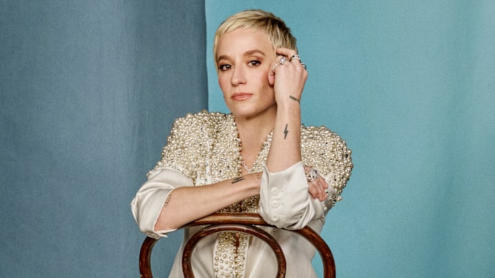 Megan Rapinoe was photographed by Yu Tsai in Hollywood, Fla. Suit by Alice + Olivia. Shoes by Fendi. Jewelry by Melinda Maria and Charlie Lapson.