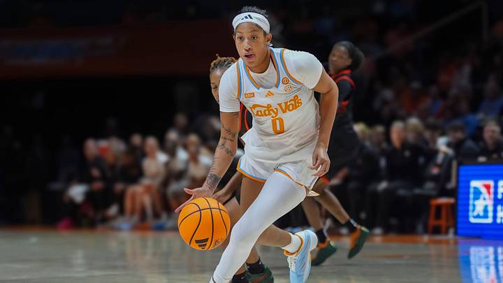 Tennessee guard Kaylene Smikle (0) dribbles the ball during a women’s college basketball exhibition game between the Tennessee Lady Vols and Florida A&M Rattlers at Thompson-Boling Arena at Food City Center on Oct. 27, 2026. Tennessee guard Kaylene Smikle (0) dribbles the ball during a women’s college basketball exhibition game between the Tennessee Lady Vols and Florida A&M Rattlers at Thompson-Boling Arena at Food City Center on Oct. 27, 2026.