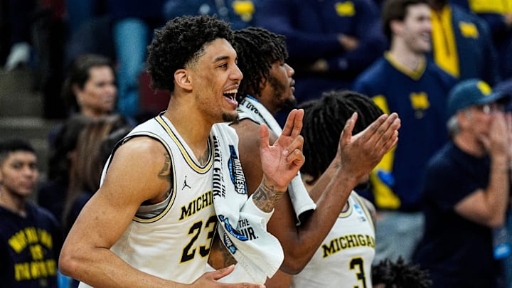 The Michigan Wolverines and forward Yaxel Lendeborg are favored in the Final Four. The Michigan Wolverines and forward Yaxel Lendeborg are favored in the Final Four.