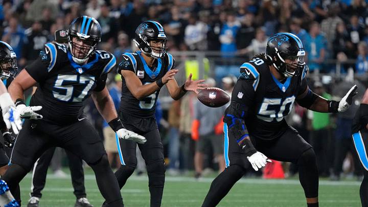Oct 4, 2026; Charlotte, North Carolina, USA; Carolina Panthers quarterback Bryce Young (9) catches a snap against the Detroit Lions during the second quarter at Bank of America Stadium. Mandatory Credit: Jim Dedmon-Imagn Images Oct 4, 2026; Charlotte, North Carolina, USA; Carolina Panthers quarterback Bryce Young (9) catches a snap against the Detroit Lions during the second quarter at Bank of America Stadium. Mandatory Credit: Jim Dedmon-Imagn Images