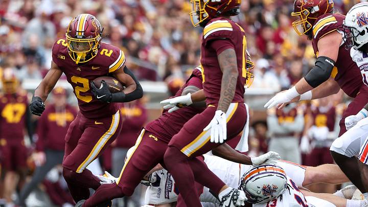 Sep 6, 2025; Minneapolis, Minnesota, USA; Minnesota Golden Gophers running back A.J. Turner (2) runs the ball against the Northwestern State Demons during the first quarter at Huntington Bank Stadium. Mandatory Credit: Matt Krohn-Imagn Images Sep 6, 2025; Minneapolis, Minnesota, USA; Minnesota Golden Gophers running back A.J. Turner (2) runs the ball against the Northwestern State Demons during the first quarter at Huntington Bank Stadium. Mandatory Credit: Matt Krohn-Imagn Images
