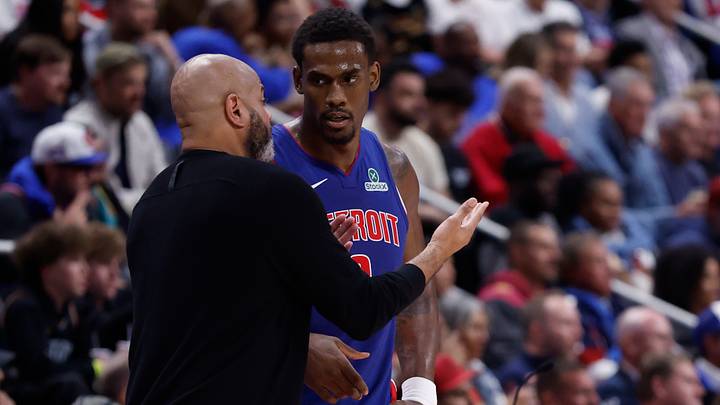 May 13, 2026; Detroit, Michigan, USA; Detroit Pistons head coach J.B. Bickerstaff talks to center Jalen Duren (0) in the second half against the Cleveland Cavaliers during game five of the second round of the 2026 NBA Playoffs at Little Caesars Arena. Mandatory Credit: Rick Osentoski-Imagn Images May 13, 2026; Detroit, Michigan, USA; Detroit Pistons head coach J.B. Bickerstaff talks to center Jalen Duren (0) in the second half against the Cleveland Cavaliers during game five of the second round of the 2026 NBA Playoffs at Little Caesars Arena. Mandatory Credit: Rick Osentoski-Imagn Images