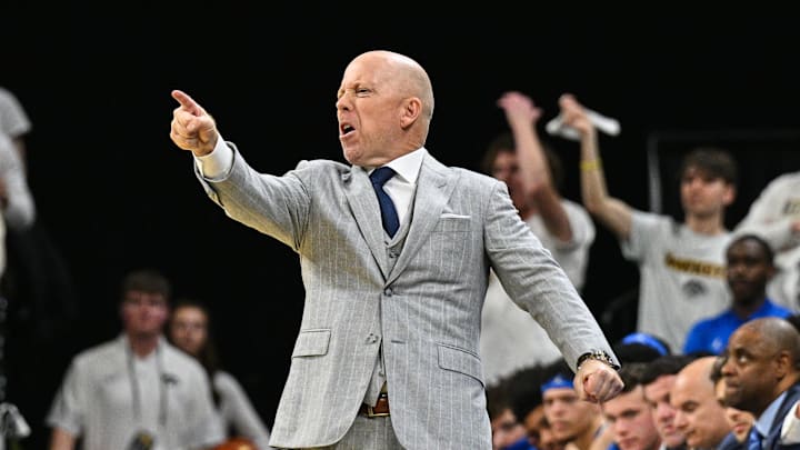 Jan 3, 2026; Iowa City, Iowa, USA; UCLA Bruins head coach Mick Cronin reacts during the first half against the Iowa Hawkeyes at Carver-Hawkeye Arena. Mandatory Credit: Jeffrey Becker-Imagn Images