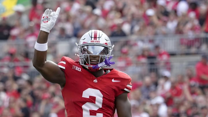 Ohio State Buckeyes safety Caleb Downs Ohio State Buckeyes safety Caleb Downs