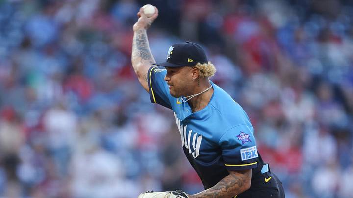 Apr 17, 2026; Philadelphia, Pennsylvania, USA; Philadelphia Phillies pitcher Taijuan Walker (99) throws a pitch against the Atlanta Braves during the first inning at Citizens Bank Park. Mandatory Credit: Bill Streicher-Imagn Images