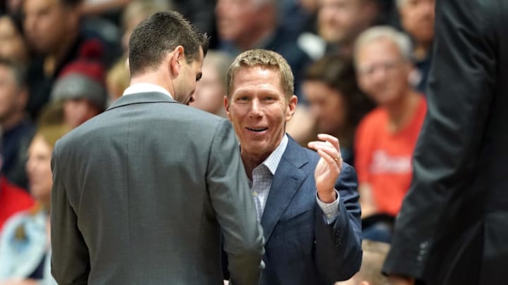 Gonzaga head coach Mark Few with then-San Francisco head coach Todd Golden in 2020. Gonzaga head coach Mark Few with then-San Francisco head coach Todd Golden in 2020.