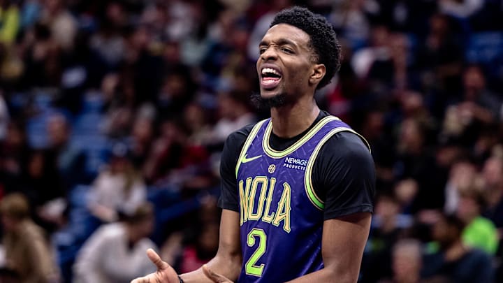  New Orleans Pelicans forward Jones against the LA Clippers on a free throw attempt during the first half at Smoothie King Center. 