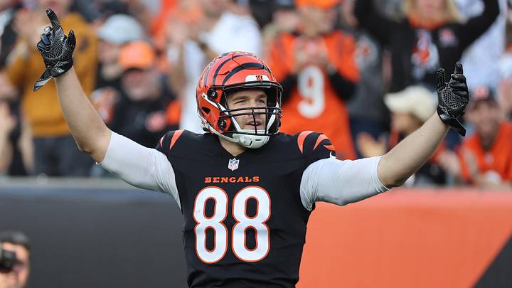 Dec 28, 2025; Cincinnati, Ohio, USA; Cincinnati Bengals tight end Mike Gesicki (88) reacts after a play during the second half against the Arizona Cardinals at Paycor Stadium. Mandatory Credit: Joseph Maiorana-Imagn Images Dec 28, 2025; Cincinnati, Ohio, USA; Cincinnati Bengals tight end Mike Gesicki (88) reacts after a play during the second half against the Arizona Cardinals at Paycor Stadium. Mandatory Credit: Joseph Maiorana-Imagn Images