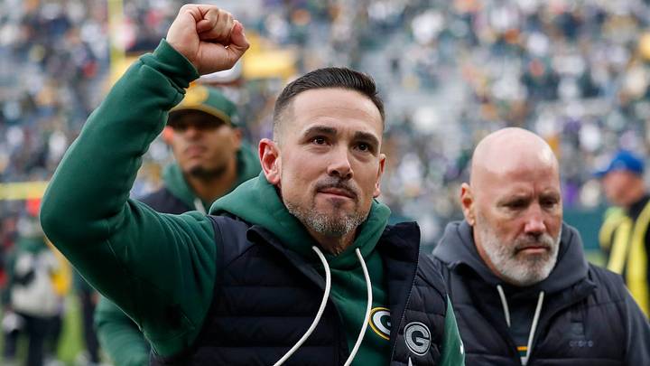 Green Bay Packers coach Matt LaFleur pumps his fist as he runs off the field after defeating the Minnesota Vikings on Sunday, November 23. Green Bay Packers coach Matt LaFleur pumps his fist as he runs off the field after defeating the Minnesota Vikings on Sunday, November 23.