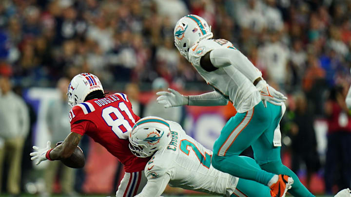 Sep 17, 2023; Foxborough, Massachusetts, USA; New England Patriots wide receiver Demario Douglas