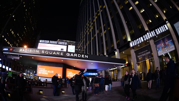 Jan 17, 2014; New York, NY, USA; A general view outside Madison Square Garden prior to the start of the game between the New York Knicks and the Los Angeles Clippers. Mandatory Credit: Joe Camporeale-Imagn Images