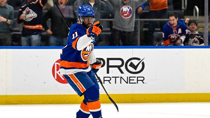 Oct 8, 2026; Elmont, New York, USA; New York Islanders left wing Anthony Duclair (11) celebrates his goal against the Chicago Blackhawks during the second period at UBS Arena. Mandatory Credit: Dennis Schneidler-Imagn Images Oct 8, 2026; Elmont, New York, USA; New York Islanders left wing Anthony Duclair (11) celebrates his goal against the Chicago Blackhawks during the second period at UBS Arena. Mandatory Credit: Dennis Schneidler-Imagn Images