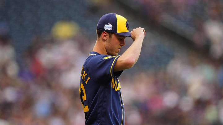 Jun 6, 2026; Denver, Colorado, USA;  Milwaukee Brewers starting pitcher Jacob Misiorowski (32) takes to the mound in the first inning against the Colorado Rockies at Coors Field. Mandatory Credit: Ron Chenoy-Imagn Images