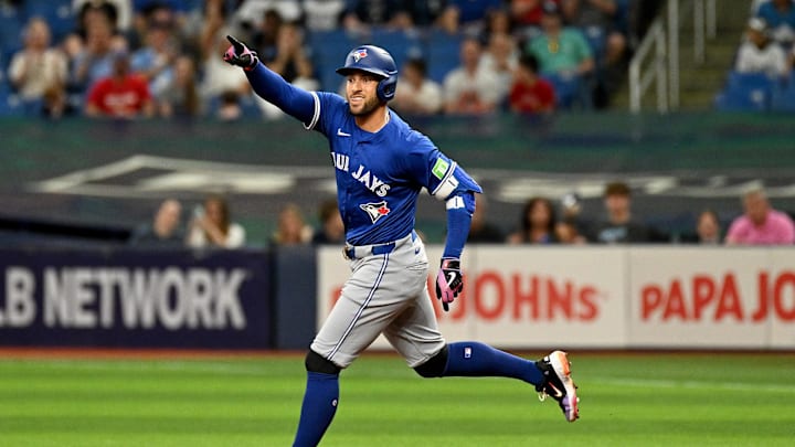 Mar 29, 2024; St. Petersburg, Florida, USA; Toronto Blue Jays right fielder George Springer (4)