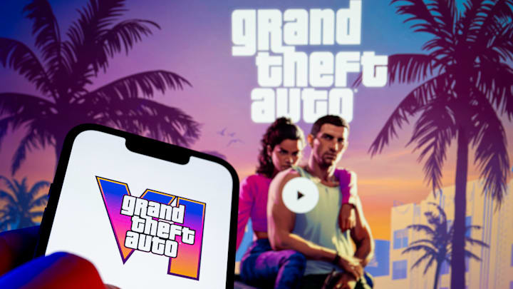 In this photo illustration, a Grand Theft Auto VI logo seen...