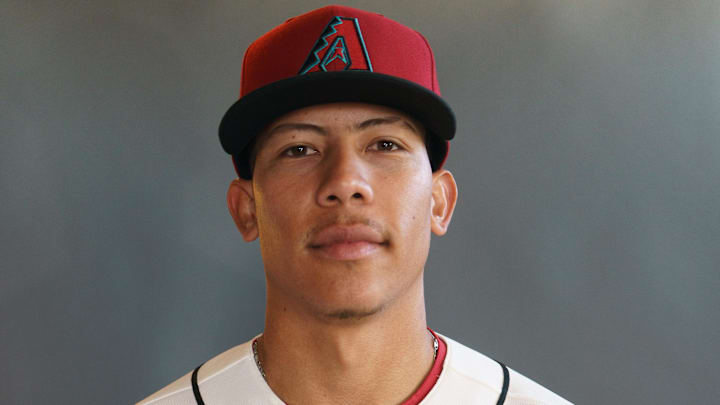 Feb 18, 2026; Scottsdale, AZ, USA; Arizona Diamondbacks infielder Jose Fernandez (79) poses for a photo for MLB media day at Salt River Fields at Talking Stick. Mandatory Credit: Allan Henry-Imagn Images
