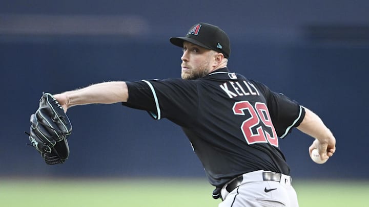 Arizona Diamondbacks starting pitcher Merrill Kelly (29) delivers during the first inning against the San Diego Padres at Petco Park. 