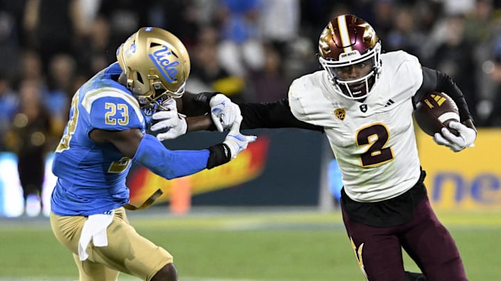 Nov 11, 2023; Pasadena, California, USA;  Arizona State Sun Devils wide receiver Elijhah Badger (2)