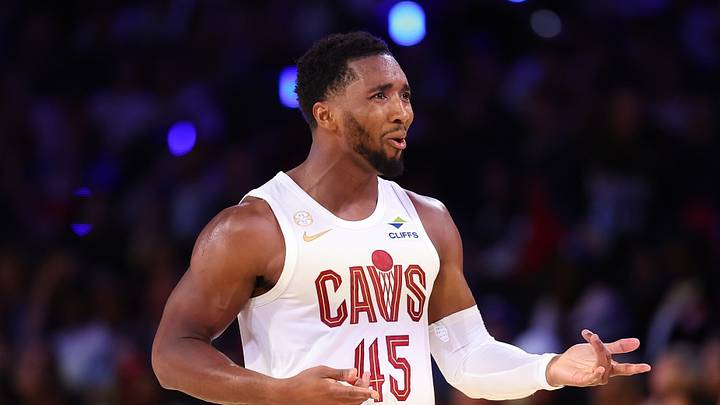 Oct 22, 2026; Philadelphia, Pennsylvania, USA; Cleveland Cavaliers guard Donovan Mitchell (45) reacts to his three pointer against the Philadelphia 76ers during the second quarter at Xfinity Mobile Arena. Mandatory Credit: Bill Streicher-Imagn Images Oct 22, 2026; Philadelphia, Pennsylvania, USA; Cleveland Cavaliers guard Donovan Mitchell (45) reacts to his three pointer against the Philadelphia 76ers during the second quarter at Xfinity Mobile Arena. Mandatory Credit: Bill Streicher-Imagn Images