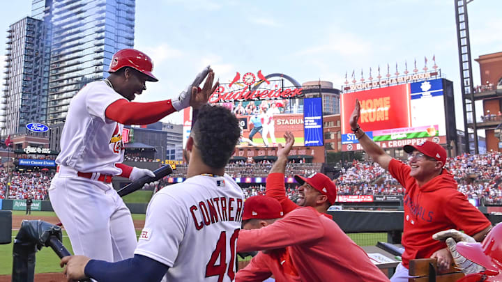 Jun 9, 2023; St. Louis, Missouri, USA;  St. Louis Cardinals left fielder Jordan Walker (18)