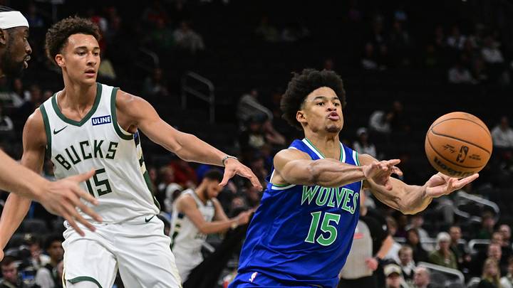 Oct 5, 2026; Milwaukee, Wisconsin, USA; Minnesota Timberwolves guard Zyon Pullin (15) passes the ball away from Milwaukee Bucks forward Nate Ament (15) in the fourth quarter at Fiserv Forum. Mandatory Credit: Benny Sieu-Imagn Images Oct 5, 2026; Milwaukee, Wisconsin, USA; Minnesota Timberwolves guard Zyon Pullin (15) passes the ball away from Milwaukee Bucks forward Nate Ament (15) in the fourth quarter at Fiserv Forum. Mandatory Credit: Benny Sieu-Imagn Images