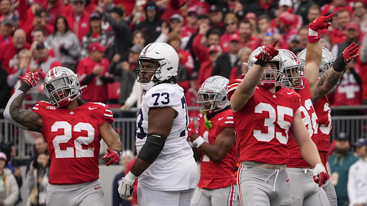 Oct 21, 2023; Columbus, Ohio, USA; Ohio State Buckeyes linebacker Steele Chambers (22), linebacker