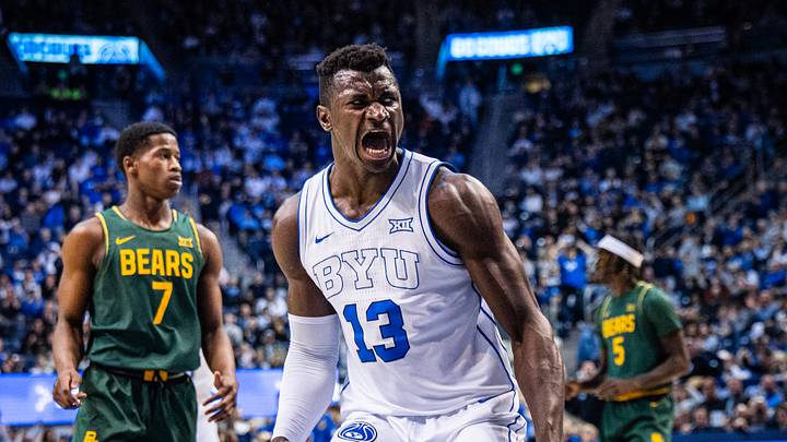 BYU center Keba Keita throws down a dunk against Baylor BYU center Keba Keita throws down a dunk against Baylor