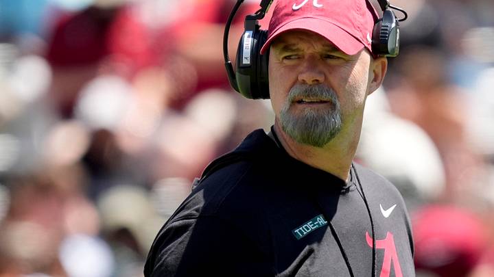 Apr 12, 2025; Tuscaloosa, AL, USA; Alabama offensive coordinator Ryan Grubb watches his offense work during A-Day at Bryant-Denny Stadium. Mandatory Credit: Gary Cosby Jr.-Imagn Images Apr 12, 2025; Tuscaloosa, AL, USA; Alabama offensive coordinator Ryan Grubb watches his offense work during A-Day at Bryant-Denny Stadium. Mandatory Credit: Gary Cosby Jr.-Imagn Images