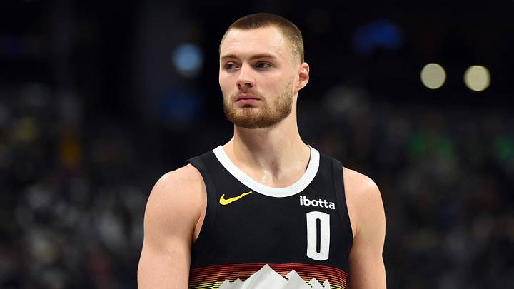 Mar 17, 2026; Denver, Colorado, USA; Denver Nuggets guard Christian Braun (0) during the first half against the Philadelphia 76ers at Ball Arena. Mandatory Credit: Christopher Hanewinckel-Imagn Images