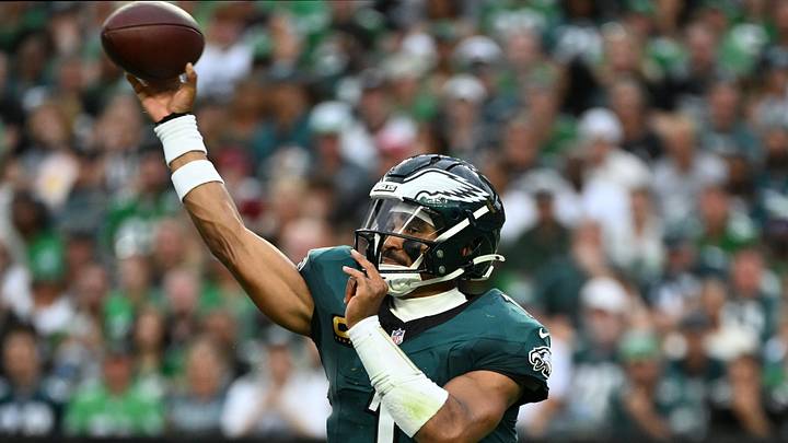 Sep 13, 2026; Philadelphia, Pennsylvania, USA; Philadelphia Eagles quarterback Jalen Hurts (1) throws a pass against the Washington Commanders during the second half at Lincoln Financial Field. Sep 13, 2026; Philadelphia, Pennsylvania, USA; Philadelphia Eagles quarterback Jalen Hurts (1) throws a pass against the Washington Commanders during the second half at Lincoln Financial Field.