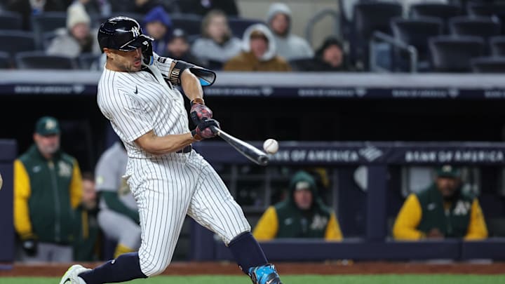 Giancarlo Stanton and the Yankees are home favorites against the Athletics.