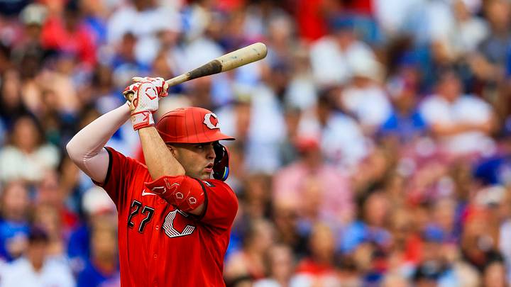 Sep 19, 2026; Cincinnati, Ohio, USA; Cincinnati Reds first baseman Sal Stewart (27) at bat in the first inning against the Chicago Cubs at Great American Ball Park. Mandatory Credit: Katie Stratman-Imagn Images Sep 19, 2026; Cincinnati, Ohio, USA; Cincinnati Reds first baseman Sal Stewart (27) at bat in the first inning against the Chicago Cubs at Great American Ball Park. Mandatory Credit: Katie Stratman-Imagn Images