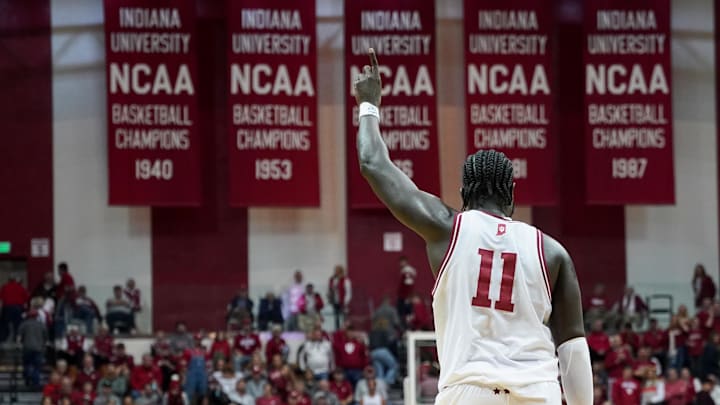 Indiana center Oumar Ballo (11) celebrates against Minnesota at Simon Skjodt Assembly Hall.