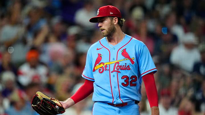 Sep 5, 2026; Denver, Colorado, USA; St. Louis Cardinals pitcher Matthew Liberatore (32) reacts after a wild pitch scores a run for the Colorado Rockies during the fifth inning at Coors Field. Mandatory Credit: Ron Chenoy-Imagn Images Sep 5, 2026; Denver, Colorado, USA; St. Louis Cardinals pitcher Matthew Liberatore (32) reacts after a wild pitch scores a run for the Colorado Rockies during the fifth inning at Coors Field. Mandatory Credit: Ron Chenoy-Imagn Images