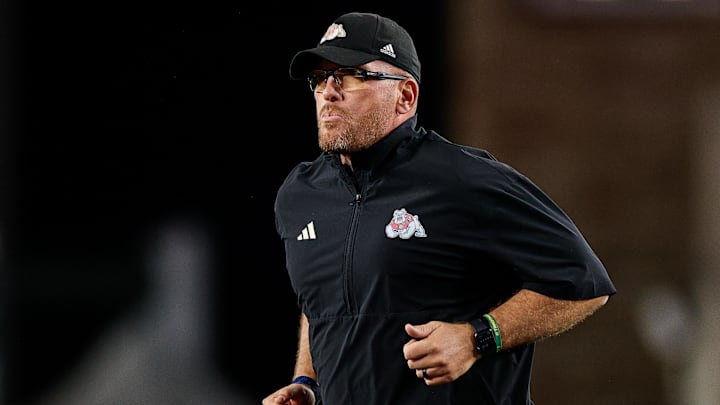 Oct 10, 2025; Fort Collins, Colorado, USA; Fresno State Bulldogs head coach Matt Entz at the end of the second quarter against the Colorado State Rams at Sonny Lubick Field at Canvas Stadium. Mandatory Credit: Isaiah J. Downing-Imagn Images Oct 10, 2025; Fort Collins, Colorado, USA; Fresno State Bulldogs head coach Matt Entz at the end of the second quarter against the Colorado State Rams at Sonny Lubick Field at Canvas Stadium. Mandatory Credit: Isaiah J. Downing-Imagn Images