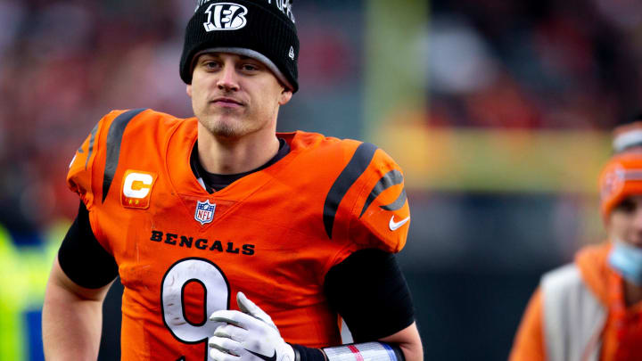 Cincinnati Bengals quarterback Joe Burrow (9) runs off the field smiling after the NFL game on Sunday, Jan. 2, 2022, at Paul Brown Stadium in Cincinnati. Cincinnati Bengals defeated Kansas City Chiefs 34-31.
Cincinnati Bengals And The Kansas City Chiefs 463 Cincinnati Bengals quarterback Joe Burrow (9) runs off the field smiling after the NFL game on Sunday, Jan. 2, 2022, at Paul Brown Stadium in Cincinnati. Cincinnati Bengals defeated Kansas City Chiefs 34-31.
Cincinnati Bengals And The Kansas City Chiefs 463