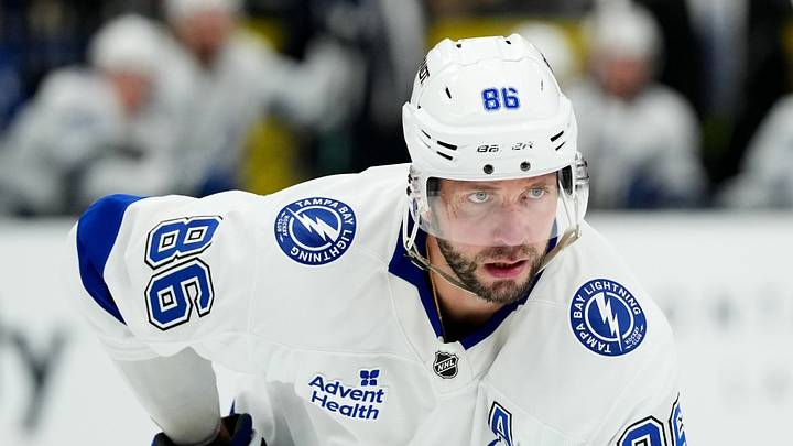 Oct 20, 2026; Las Vegas, Nevada, USA; Tampa Bay Lightning right wing Nikita Kucherov (86) looks on against the Vegas Golden Knights in the second period at T-Mobile Arena. Mandatory Credit: Candice Ward-Imagn Images Oct 20, 2026; Las Vegas, Nevada, USA; Tampa Bay Lightning right wing Nikita Kucherov (86) looks on against the Vegas Golden Knights in the second period at T-Mobile Arena. Mandatory Credit: Candice Ward-Imagn Images