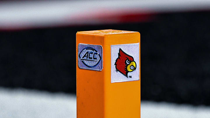 A pylon at L&N Stadium during Louisville's spring game. A pylon at L&N Stadium during Louisville's spring game.