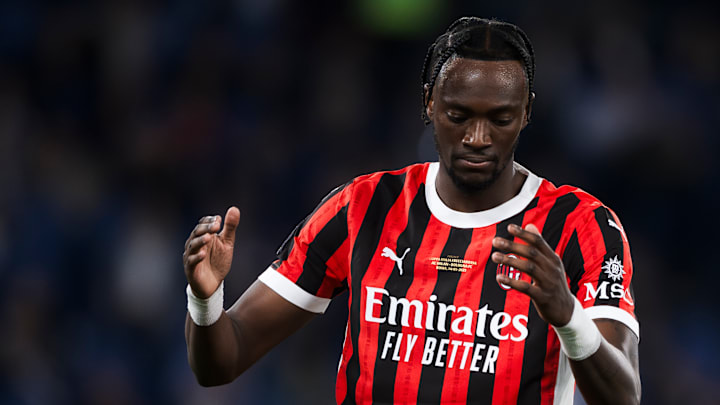Tammy Abraham of AC Milan looks dejected during the Coppa...