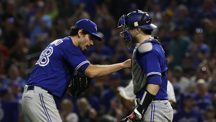 Sep 3, 2022; Pittsburgh, Pennsylvania, USA;  Toronto Blue Jays relief pitcher Jordan Romano (68) and