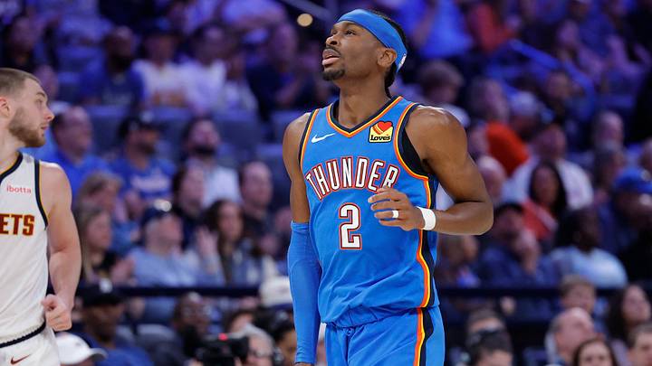 Mar 9, 2026; Oklahoma City, Oklahoma, USA; Oklahoma City Thunder guard Shai Gilgeous-Alexander (2) gestures after scoring against the Denver Nuggets during the second quarter at Paycom Center. Mandatory Credit: Alonzo Adams-Imagn Images