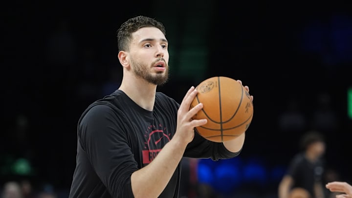 Mar 25, 2026; Minneapolis, Minnesota, USA; Houston Rockets center Alperen Sengun (28) prepares to play the Minnesota Timberwolves before the game at Target Center. Mandatory Credit: Bruce Kluckhohn-Imagn Images