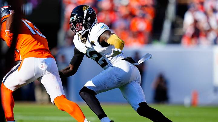 Sep 20, 2026; Denver, Colorado, USA; Jacksonville Jaguars wide receiver Travis Hunter (12) playing on defense against the Denver Broncos during the fourth quarter at Empower Field at Mile High. Mandatory Credit: Ron Chenoy-Imagn Images Sep 20, 2026; Denver, Colorado, USA; Jacksonville Jaguars wide receiver Travis Hunter (12) playing on defense against the Denver Broncos during the fourth quarter at Empower Field at Mile High. Mandatory Credit: Ron Chenoy-Imagn Images