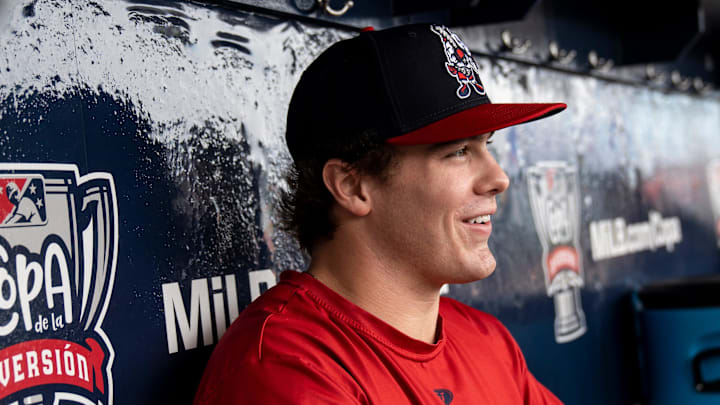 Aug 8, 2023; Bridgewater, NJ; Mets' new minor league prospect Drew Gilbert is shown at TD Bank Ballpark.