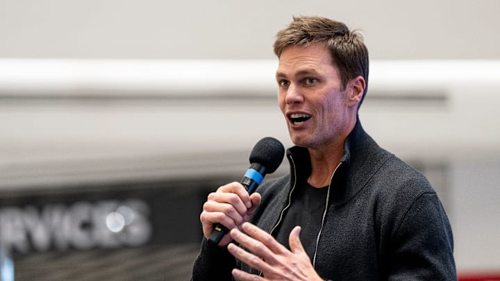 Tom Brady appears at American Dream for the grand opening of Card Vault by Tom Brady, a sports card and memorabilia retailer, East Rutherford, Friday, Apr. 11, 2025.