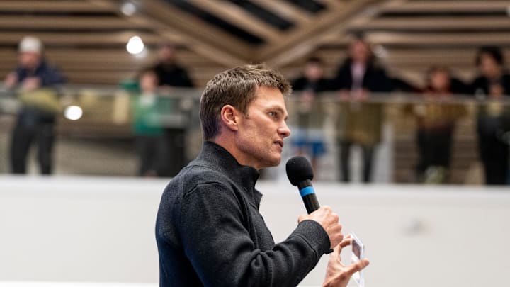 Tom Brady appears at American Dream for the grand opening of Card Vault by Tom Brady, a sports card and memorabilia retailer, East Rutherford, Friday, Apr. 11, 2025. Tom Brady appears at American Dream for the grand opening of Card Vault by Tom Brady, a sports card and memorabilia retailer, East Rutherford, Friday, Apr. 11, 2025.